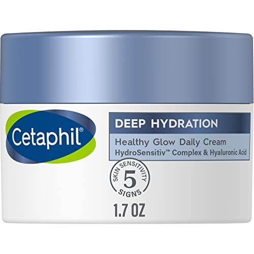 Cetaphil Deep Hydration Fragrance Free Healthy Glow Daily Face Cream, 1.7 oz, 48Hr Dry Skin Face Moisturizer for Sensitive Skin, With Hyaluronic Acid, Vitamin E & B5, Dermatologist Recommended