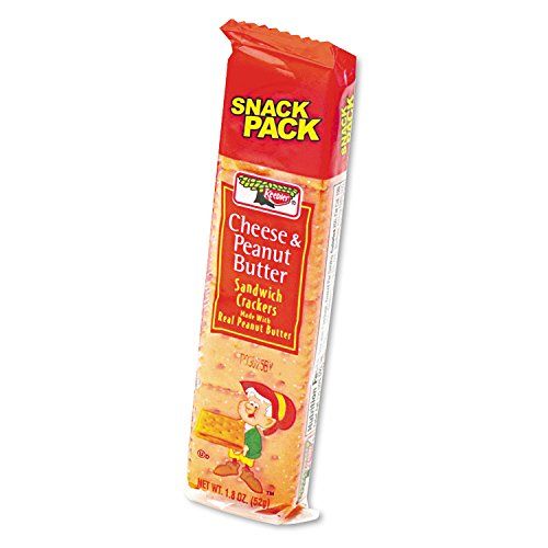 Sandwich Crackers, Cheese & Peanut Butter, 8-Piece Snack Pack, 12/Box