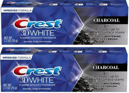 Crest 3D White Charcoal Teeth Whitening Toothpaste, Enamel Safe - 2.7 oz (76g) - Pack of 2