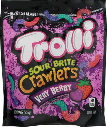 Trolli Minis Sour Brite Crawler Very Berry Gummi Candy, 9 Ounce -- 6 per case.